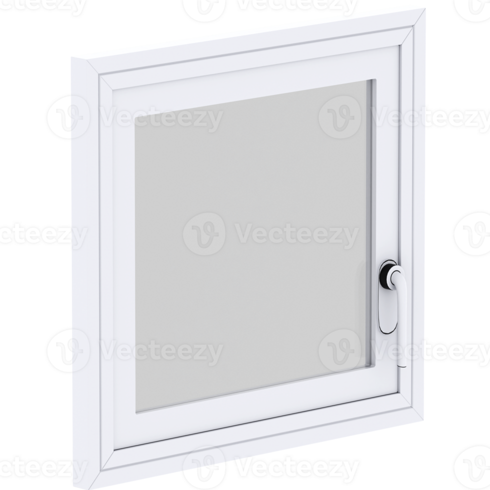 3d render casement window white handle with transparent background png