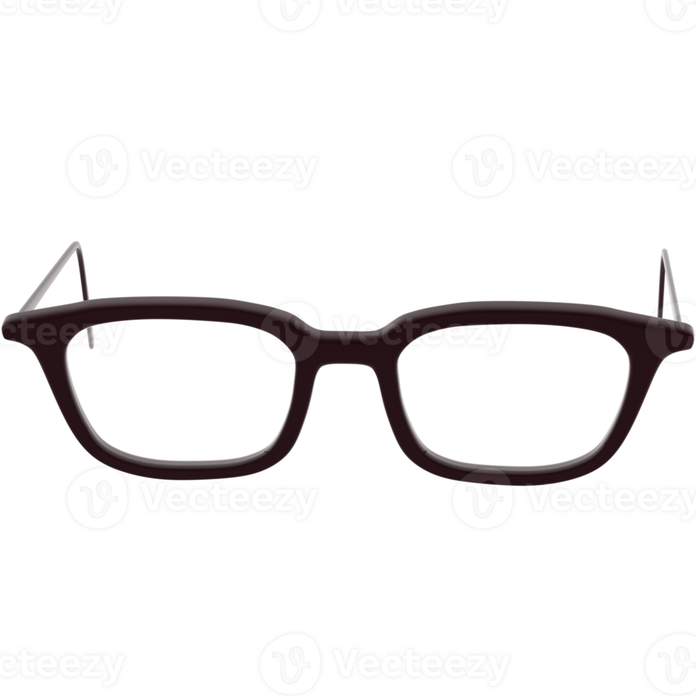 Render black eyeglasses frame realistic optical with transparent background png