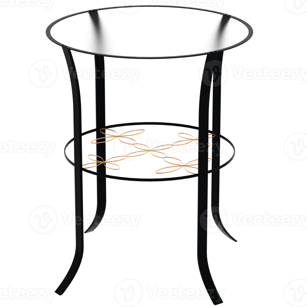 3d render black metal side table with transparent background png