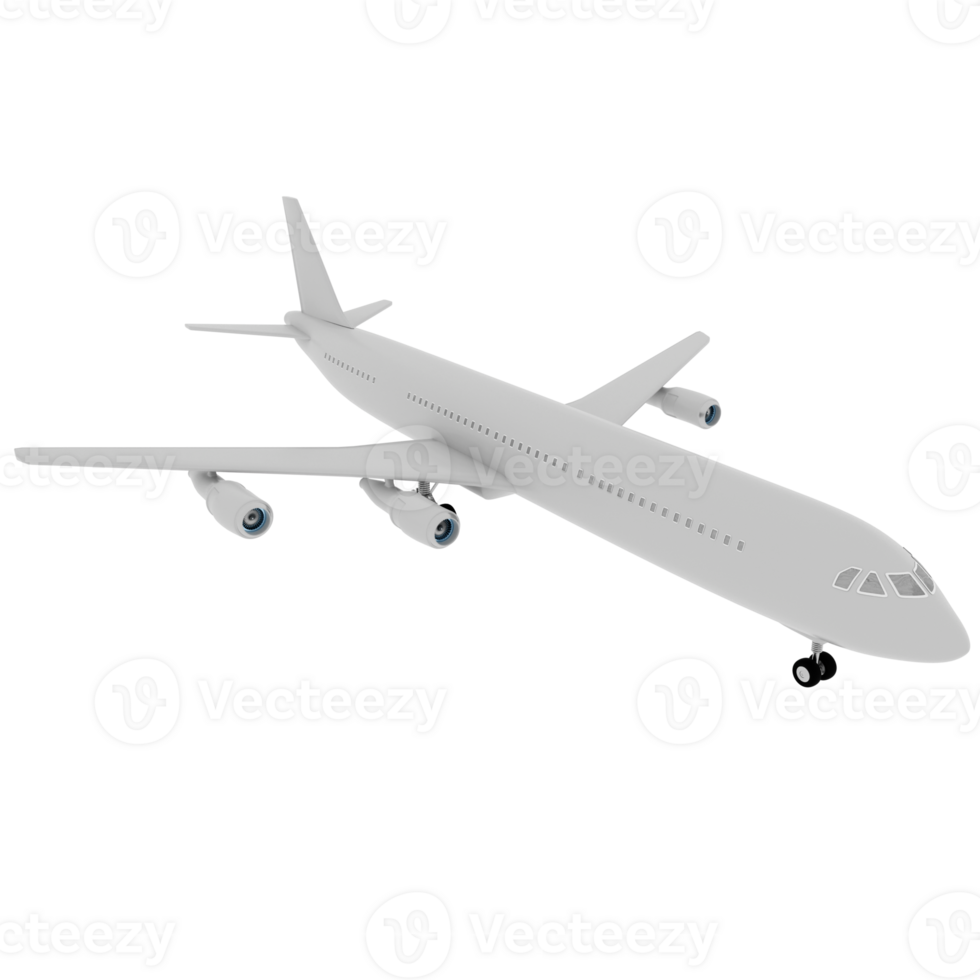 Render passenger airplane flying aircraft with transparent background png