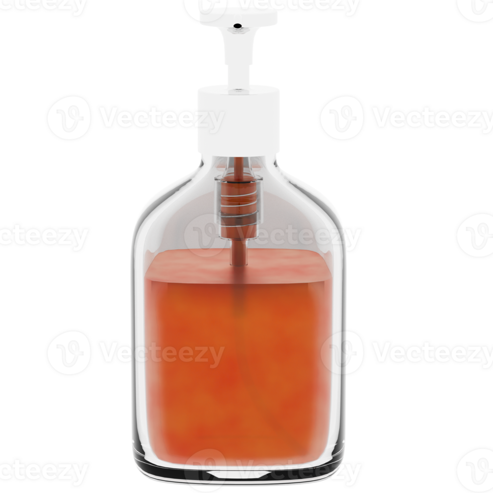 3d render glass soap dispenser red liquid with transparent background png