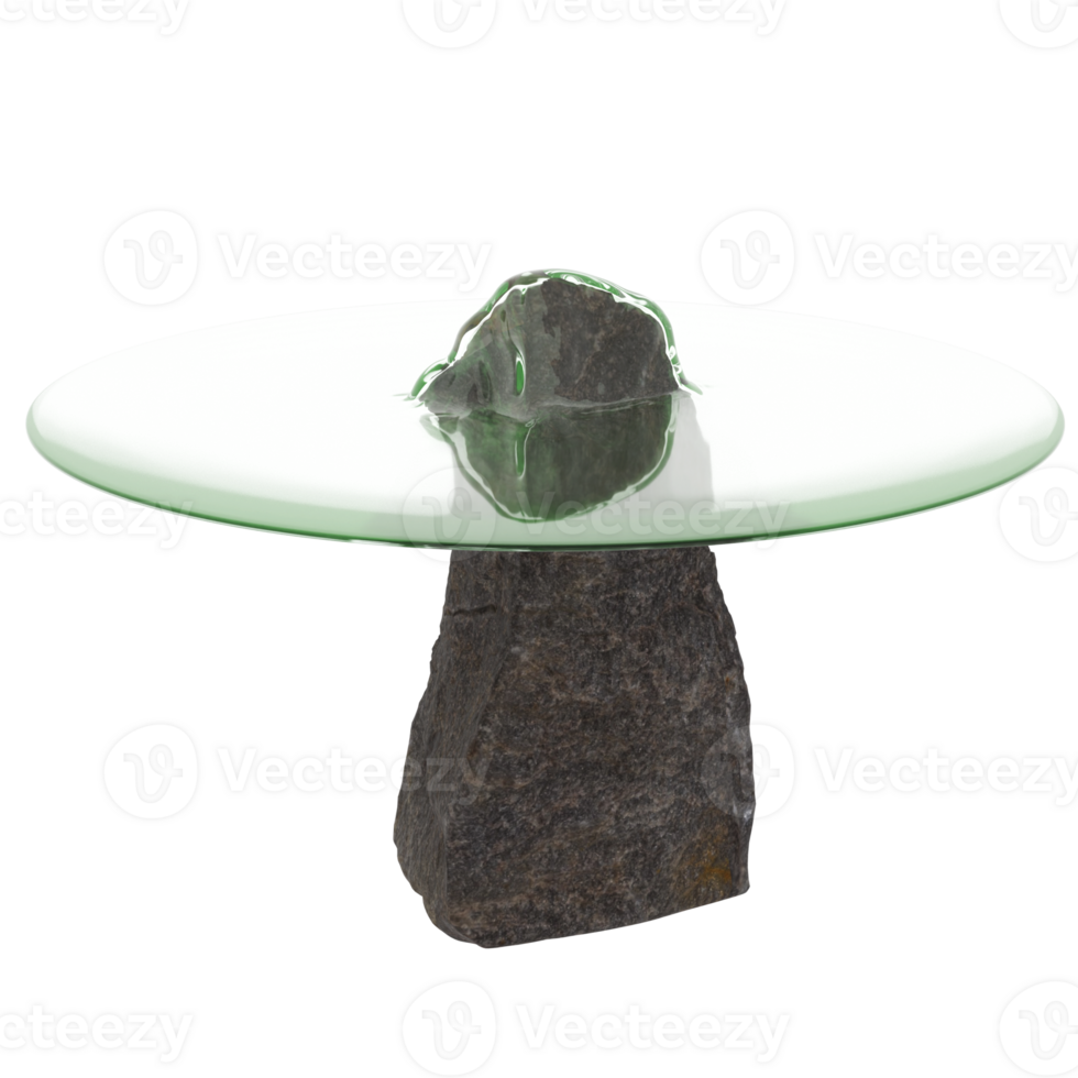 3d render stone base glass table with transparent background png