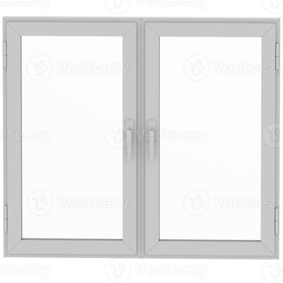 3d render double casement frosted window white with transparent background png