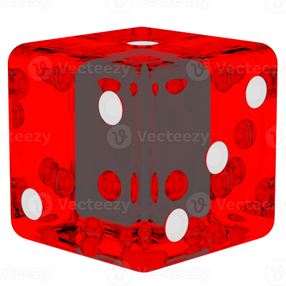 Red dice game cube transparent with transparent background png