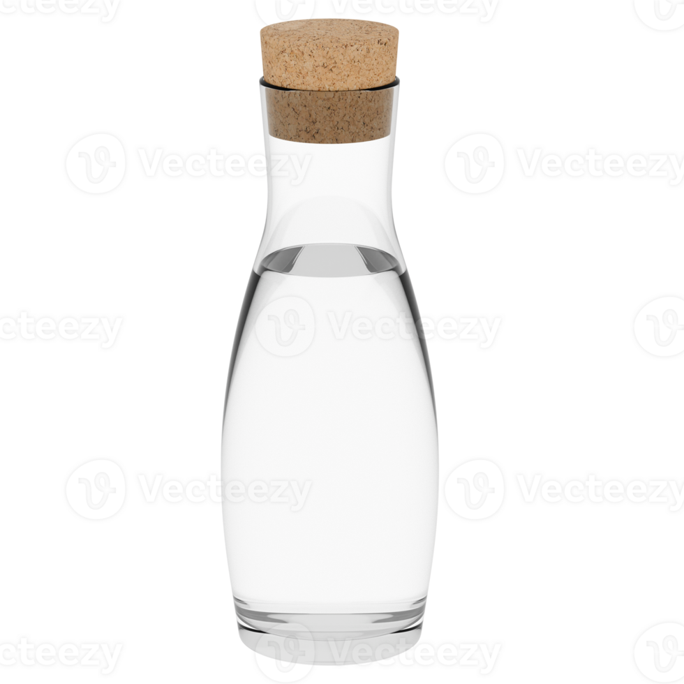 3d render glass bottle with cork with transparent background png