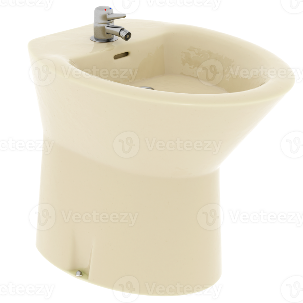 3d render modern ceramic bidet fixture with transparent background png