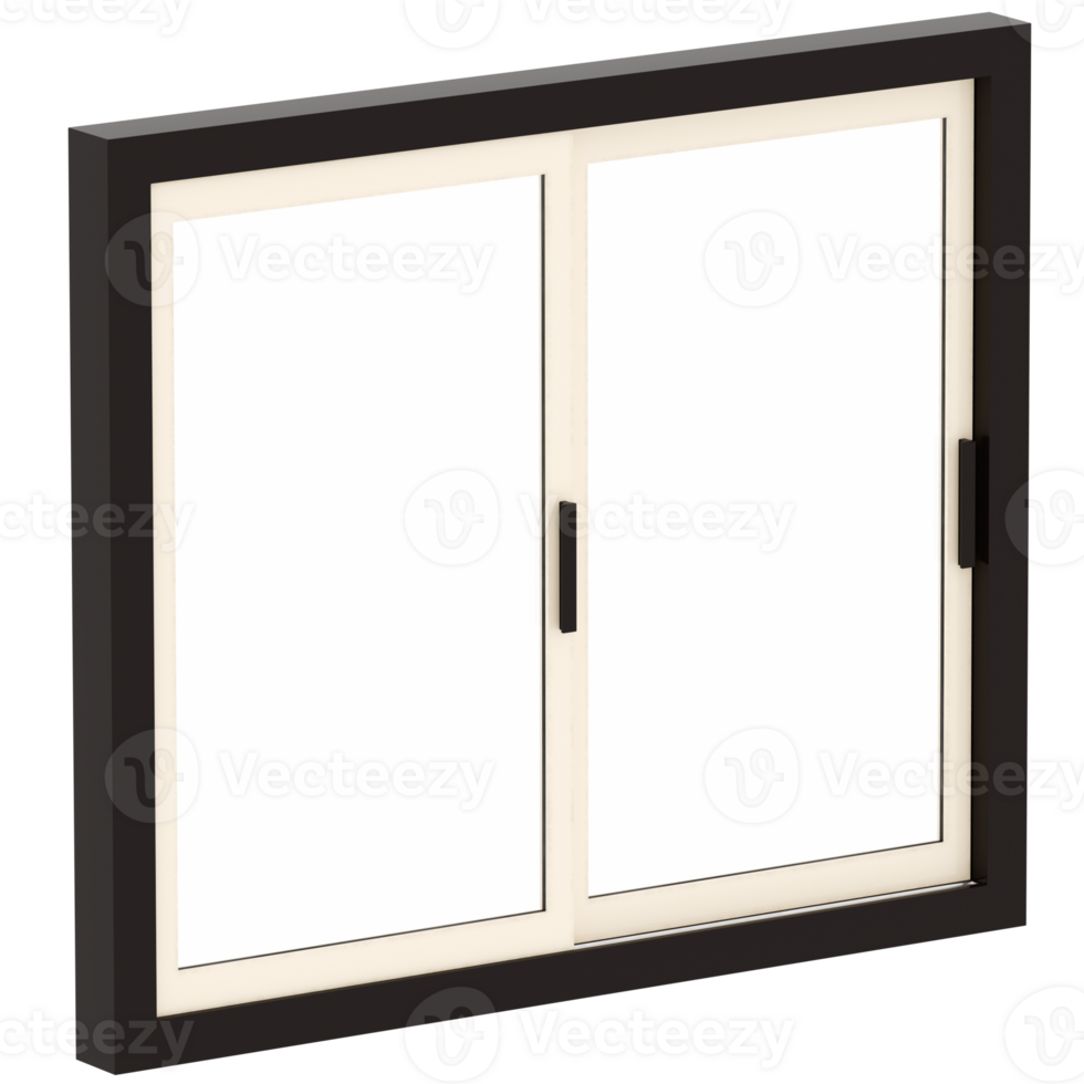 3d render sliding window beige black modern with transparent background png