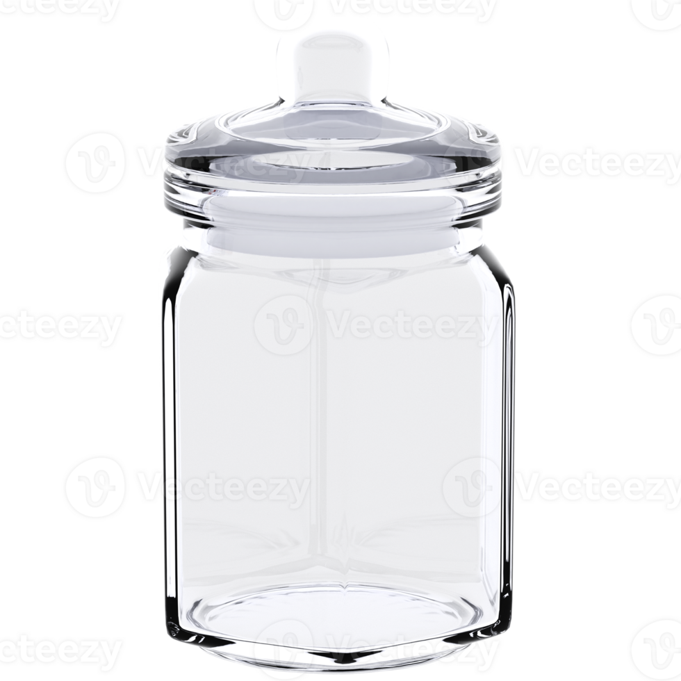 3d render glass baby jar nipple lid with transparent background png