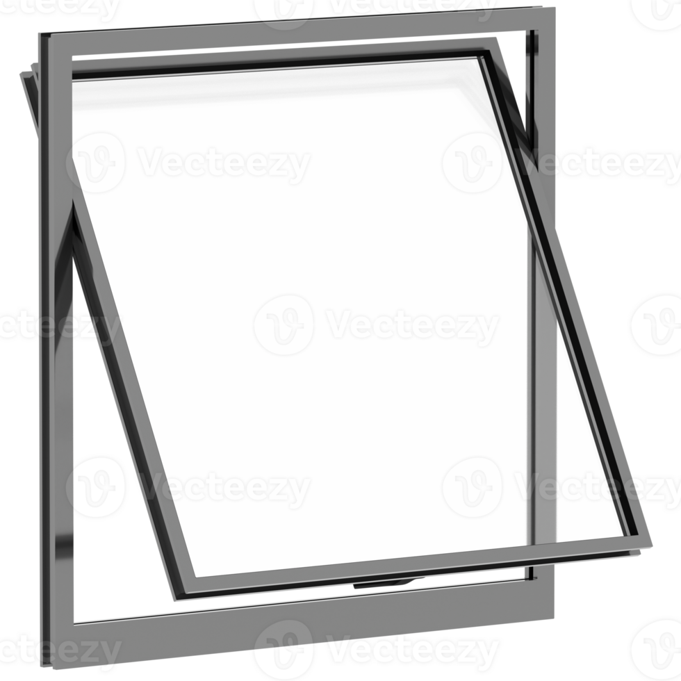 3d render awning window modern frame with transparent background png