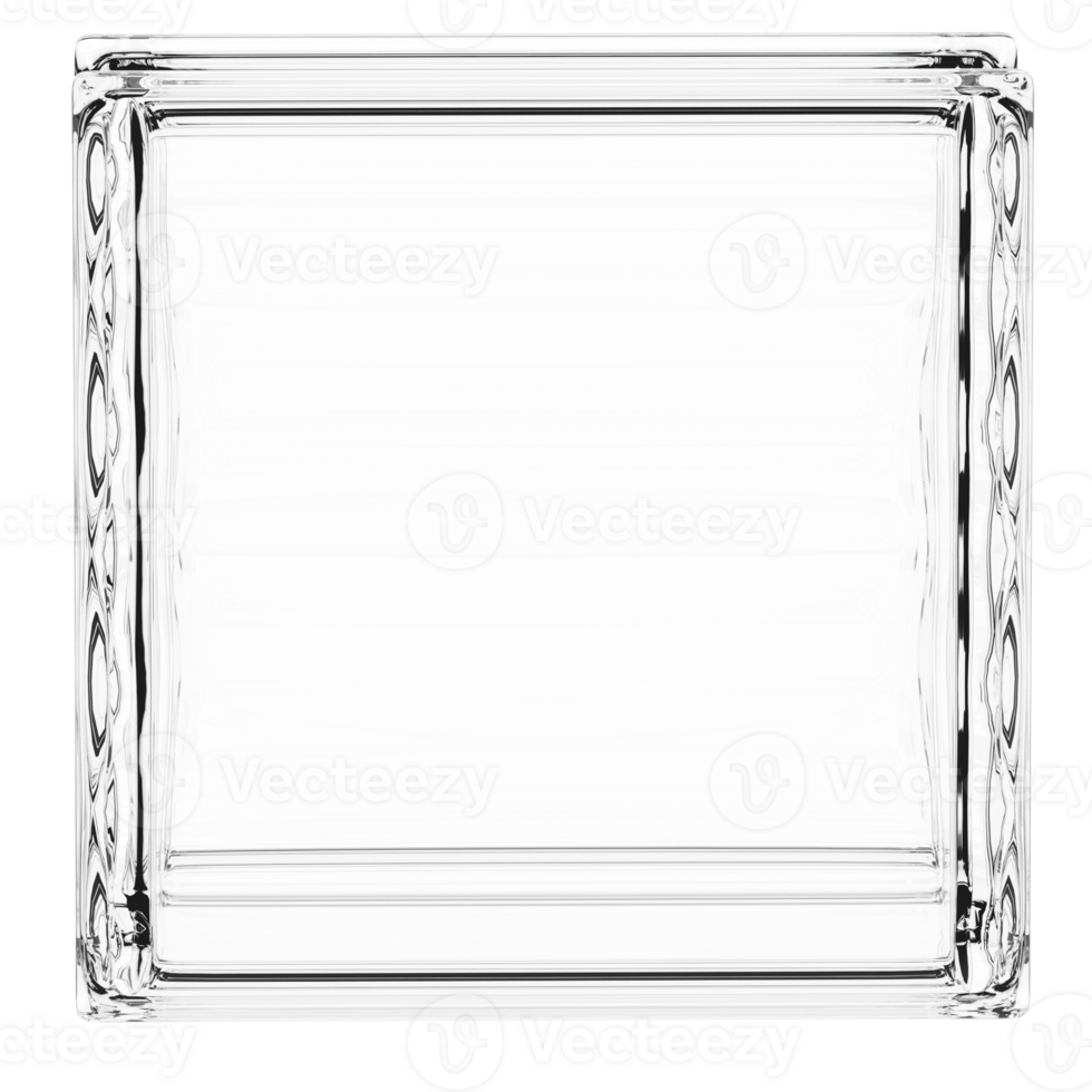 3d render fluted double glass block panel with transparent background png