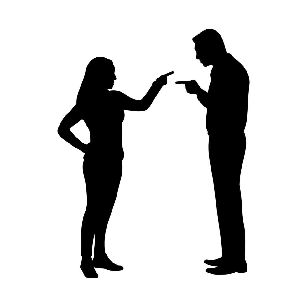 Angry Couple Silhouette in Conflict vector