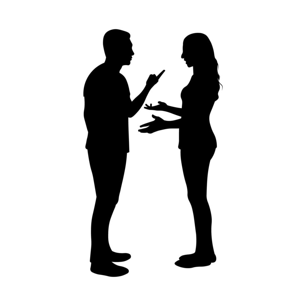 Emotional Clash. Silhouette of a Fighting Couple vector