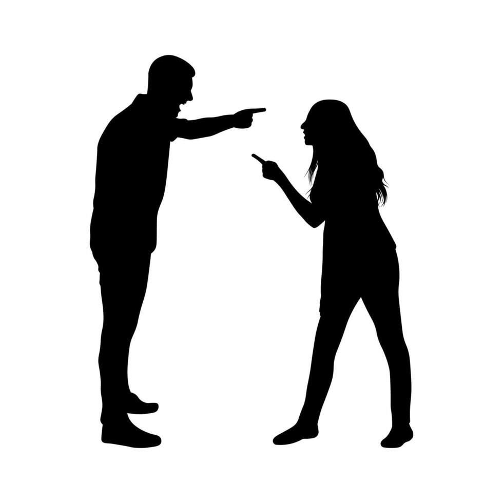 Silhouetted Couple Expressing Anger vector