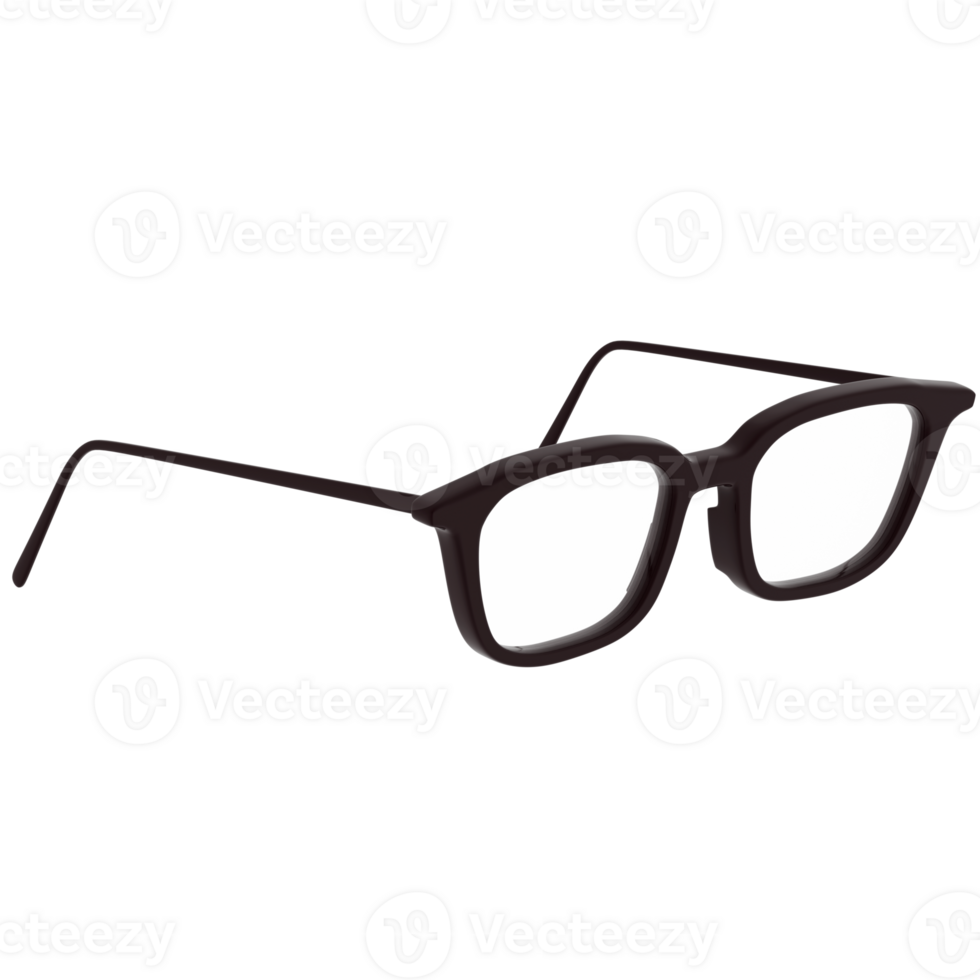 3d render black eyeglasses frame realistic optical with transparent background png