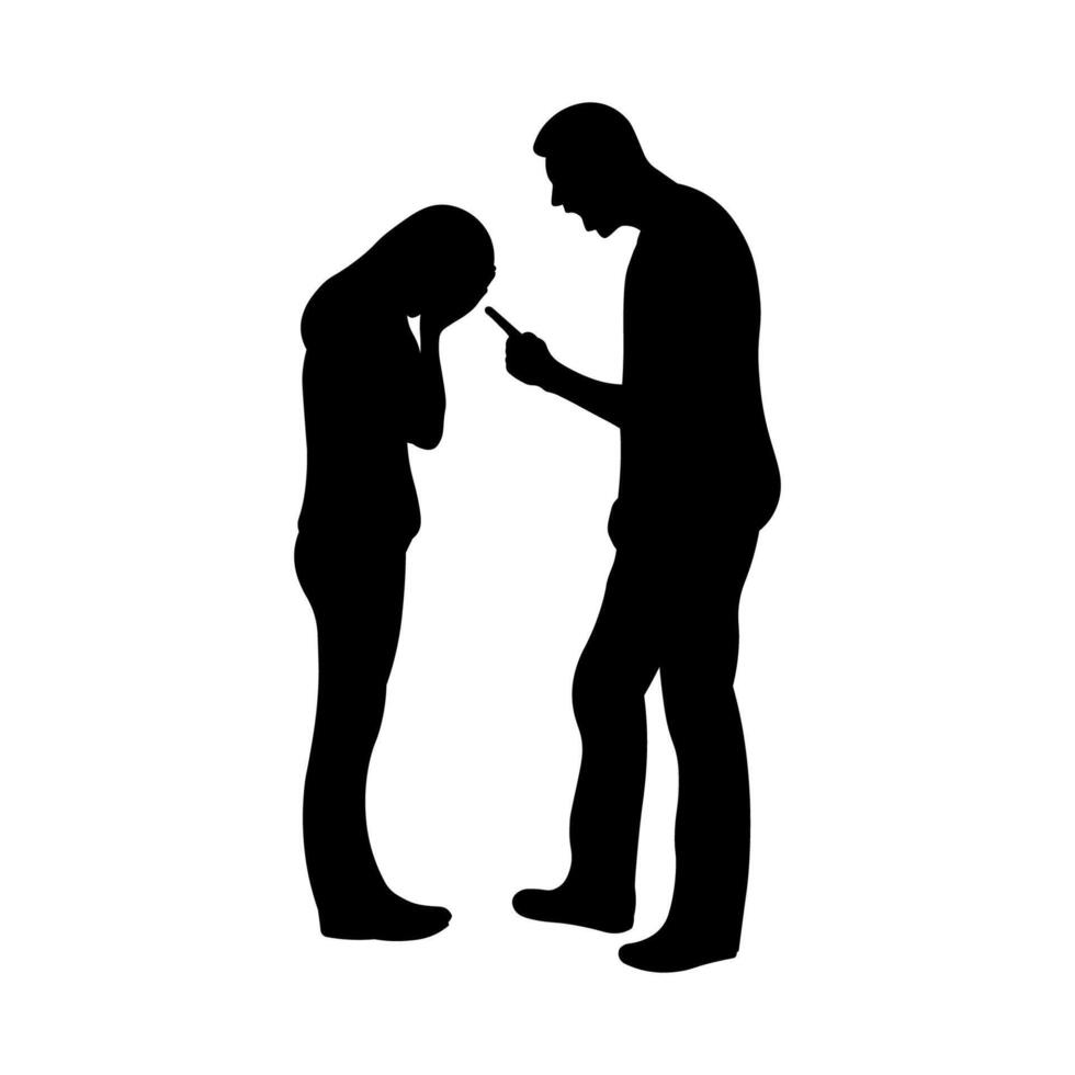 Silhouette of Lovers in a Fierce Dispute. vector