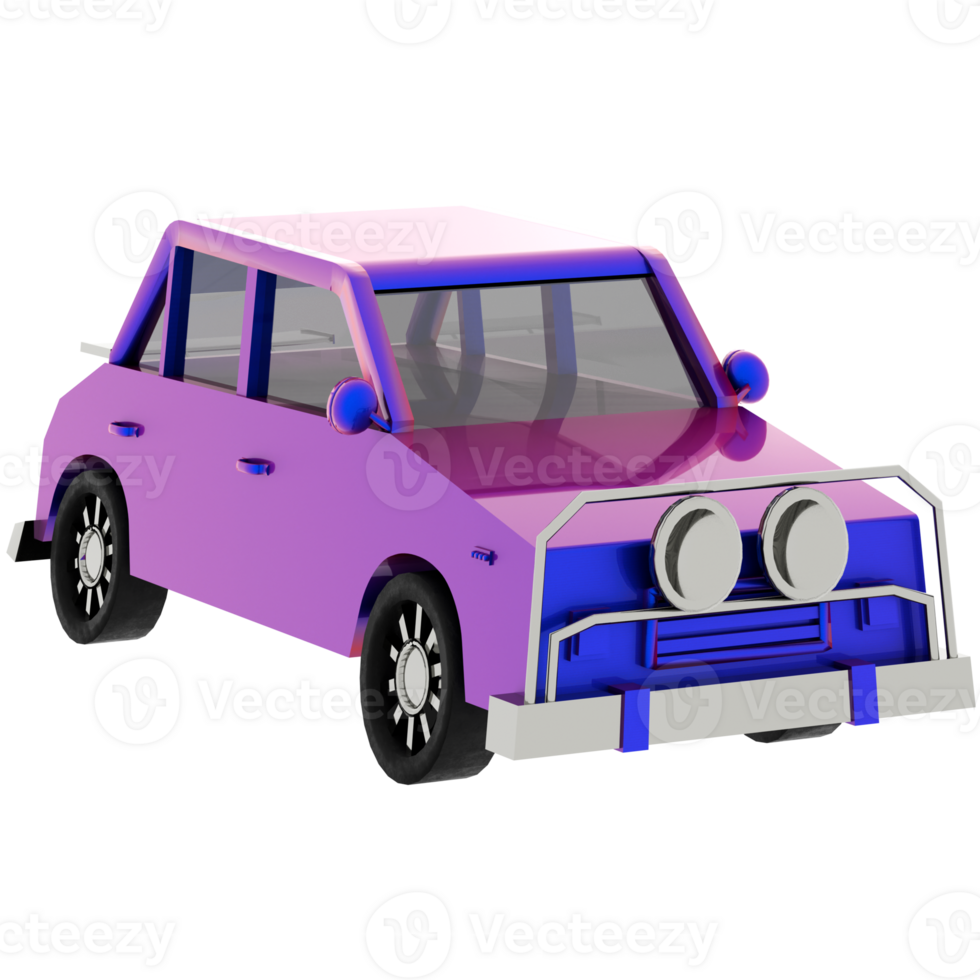 3d render purple toy car model with transparent background png