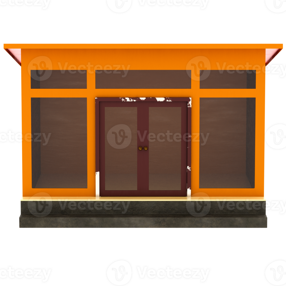 Render modern garden shed building with transparent background png
