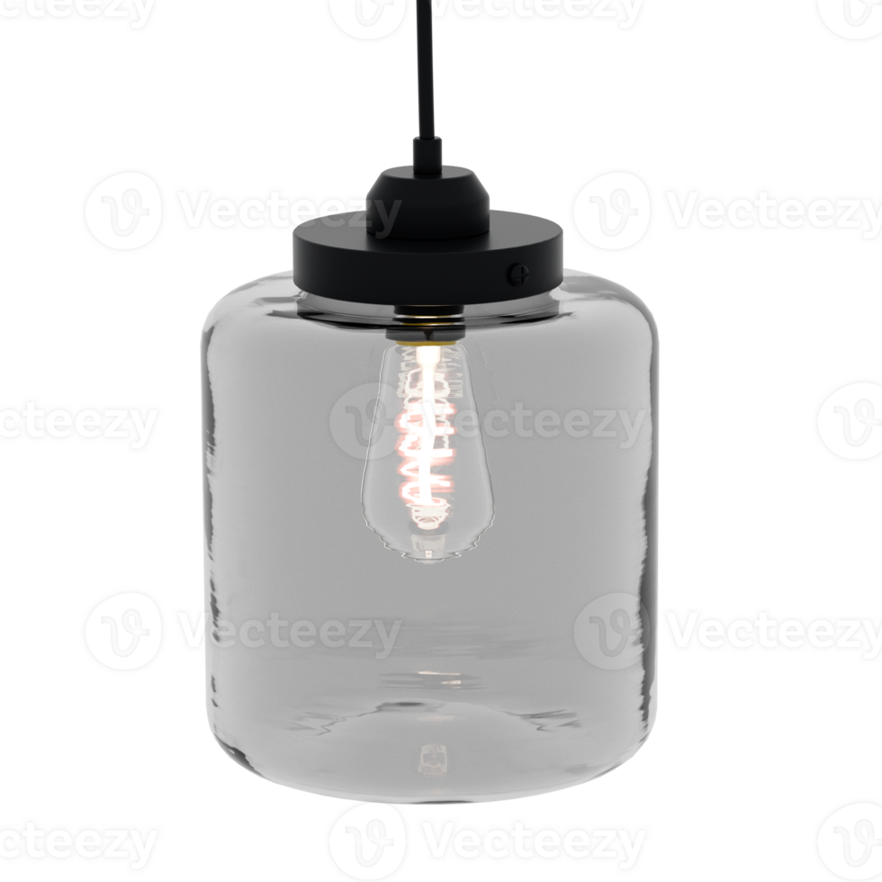 3d render hanging jar glass lamp with transparent background png