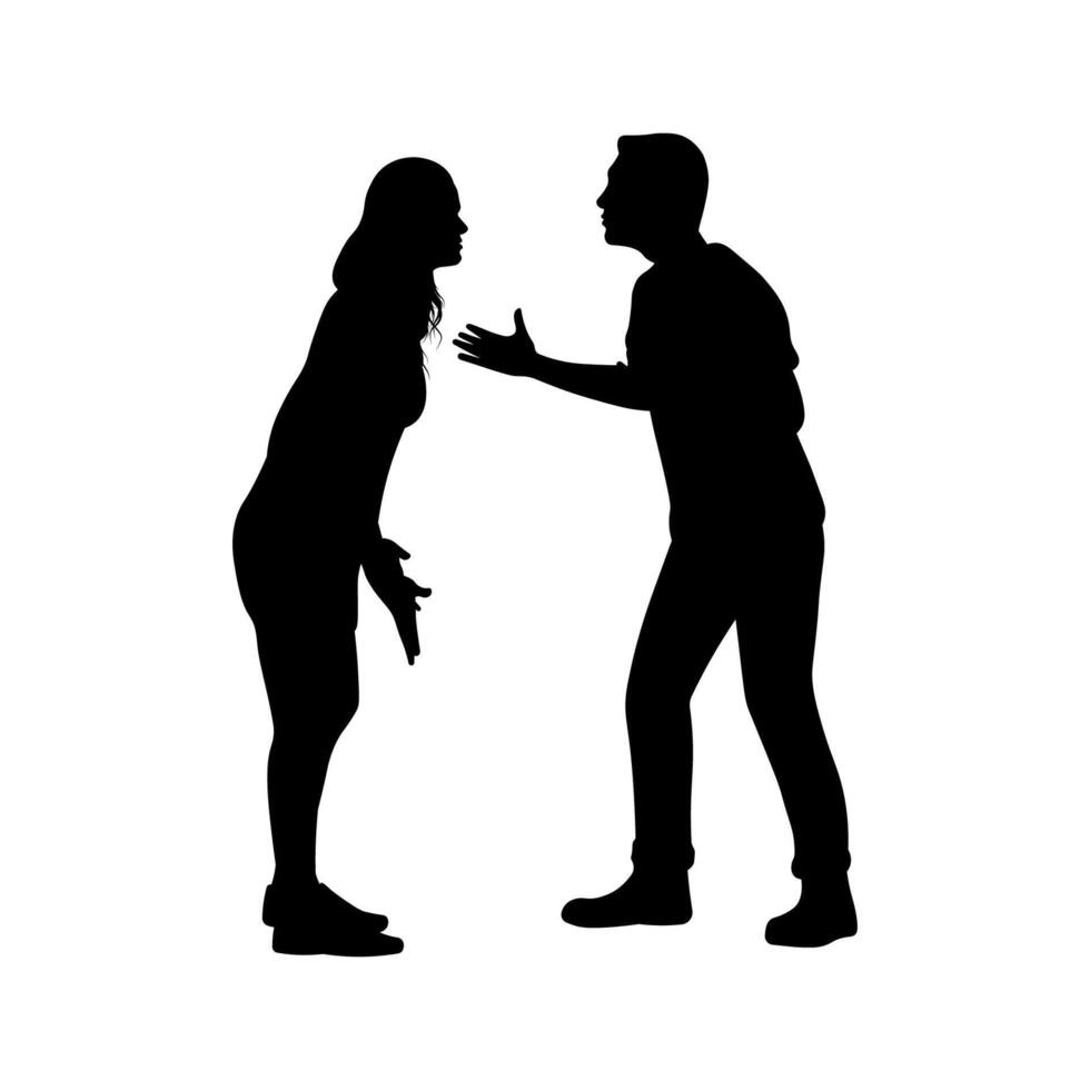 Tense Confrontation. Couple's Silhouette vector