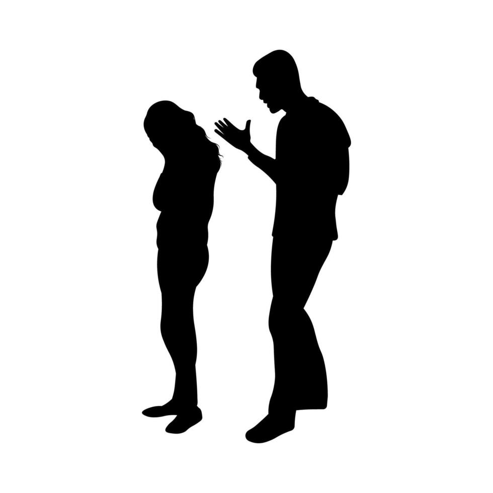 Silhouette of Lovers in a Fierce Dispute vector