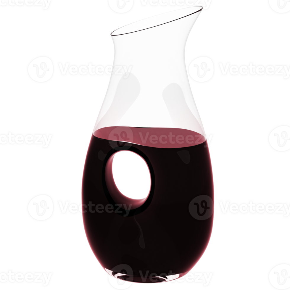 3d render glass wine decanter pitcher with transparent background png