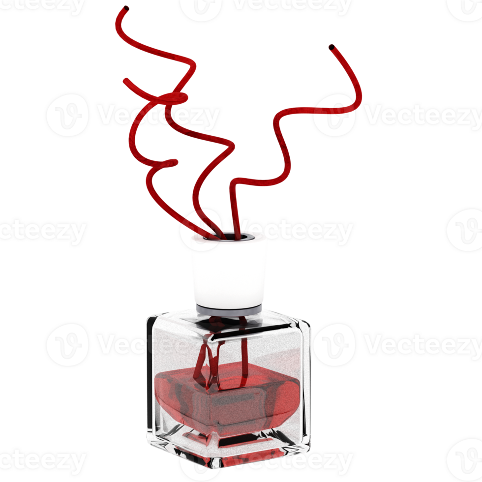 3d render red aroma diffuser bottle with transparent background png