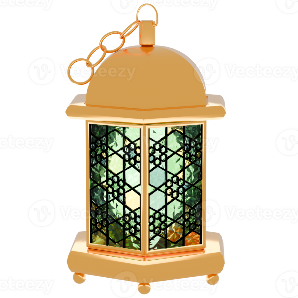 3d render decorative lantern gold with transparent background png