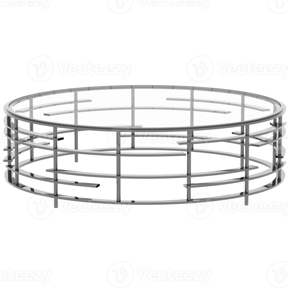 Render modern round glass table with transparent background png