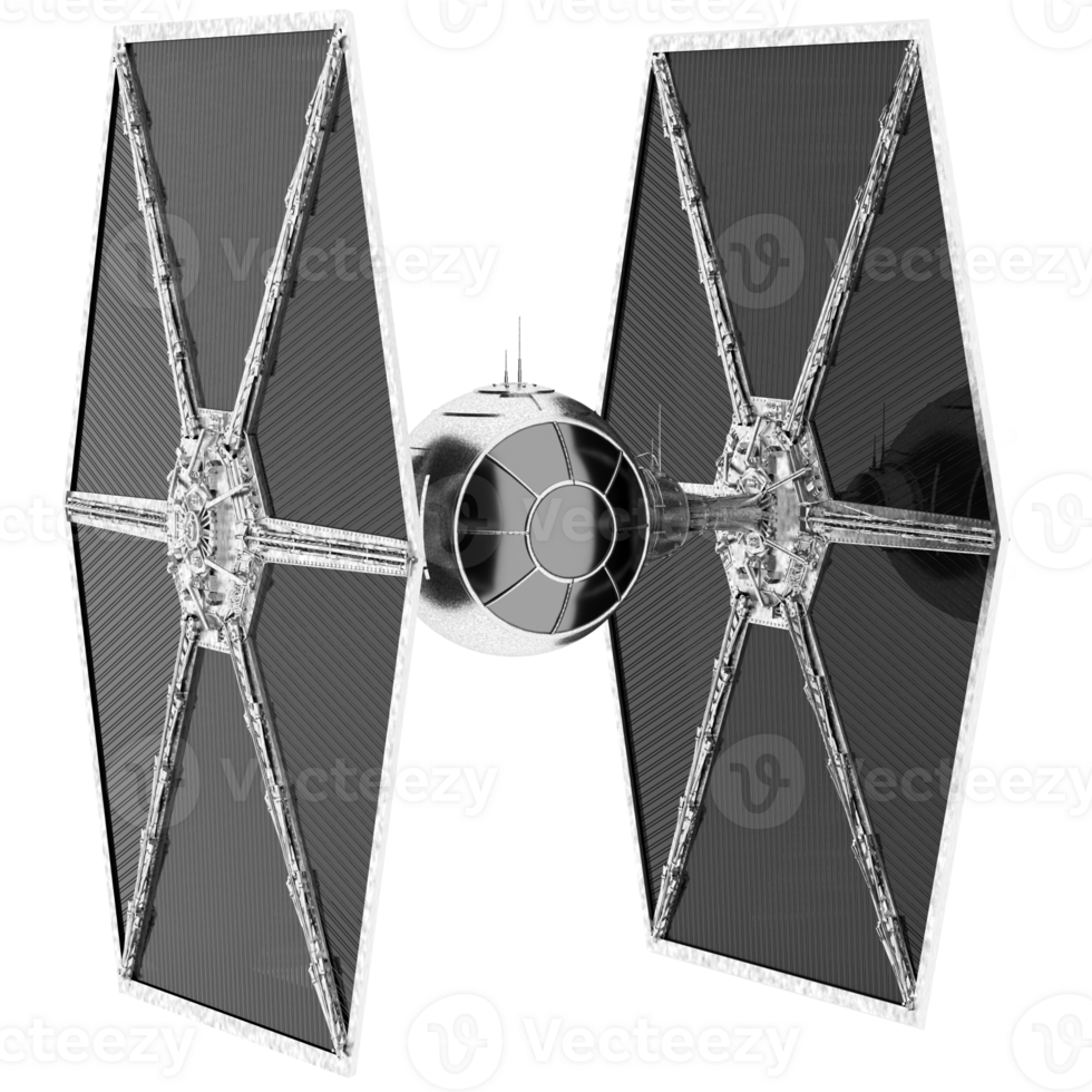 3d render sci fi tie fighter spaceship with transparent wallpaper png
