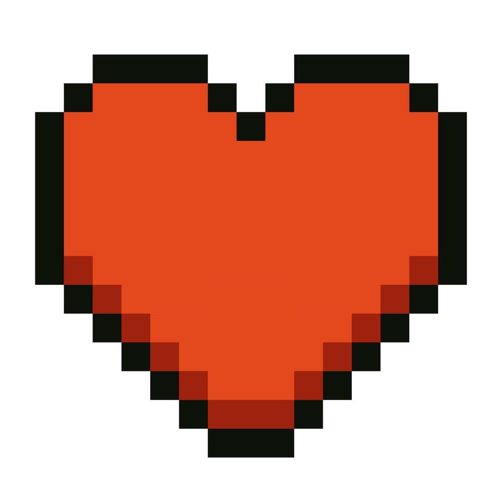 Red pixel art heart emoji isolated on white background vector
