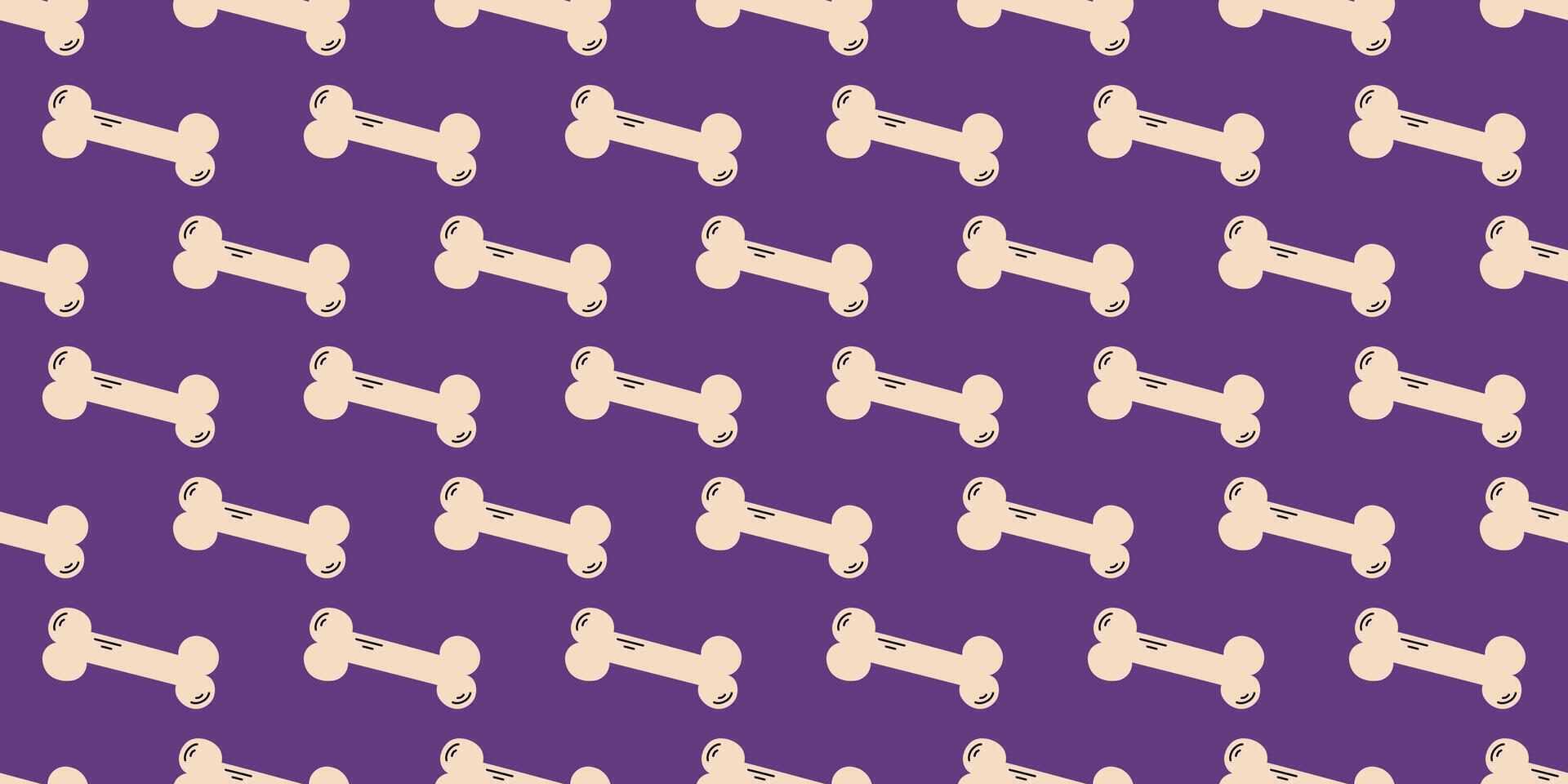 Seamless Halloween pattern with spooky bones on a purple background, perfect for adding a creepy touch to your holiday designs. Trick or Treat party. Creepy violet backdrop. Spooky decorations. vector