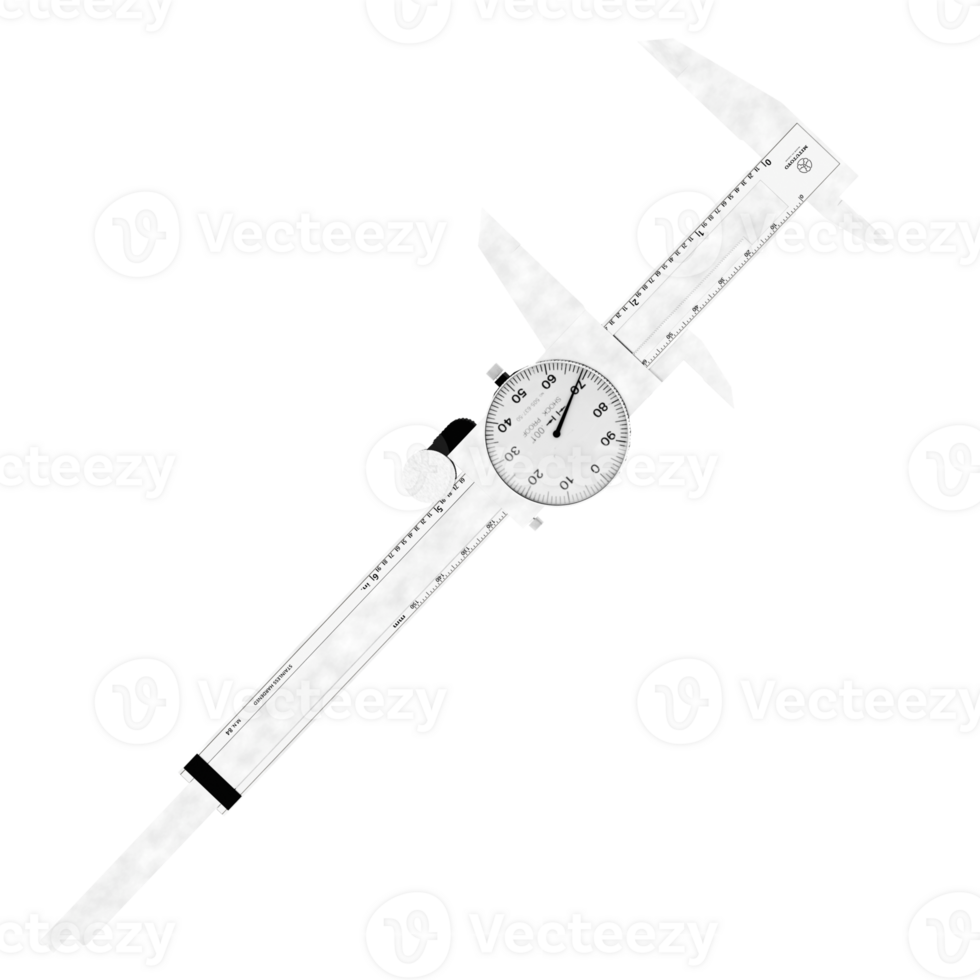 3d render dial caliper tool with transparent background png