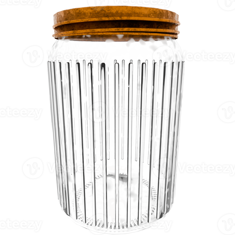 3d render glass jar striped design with transparent background png