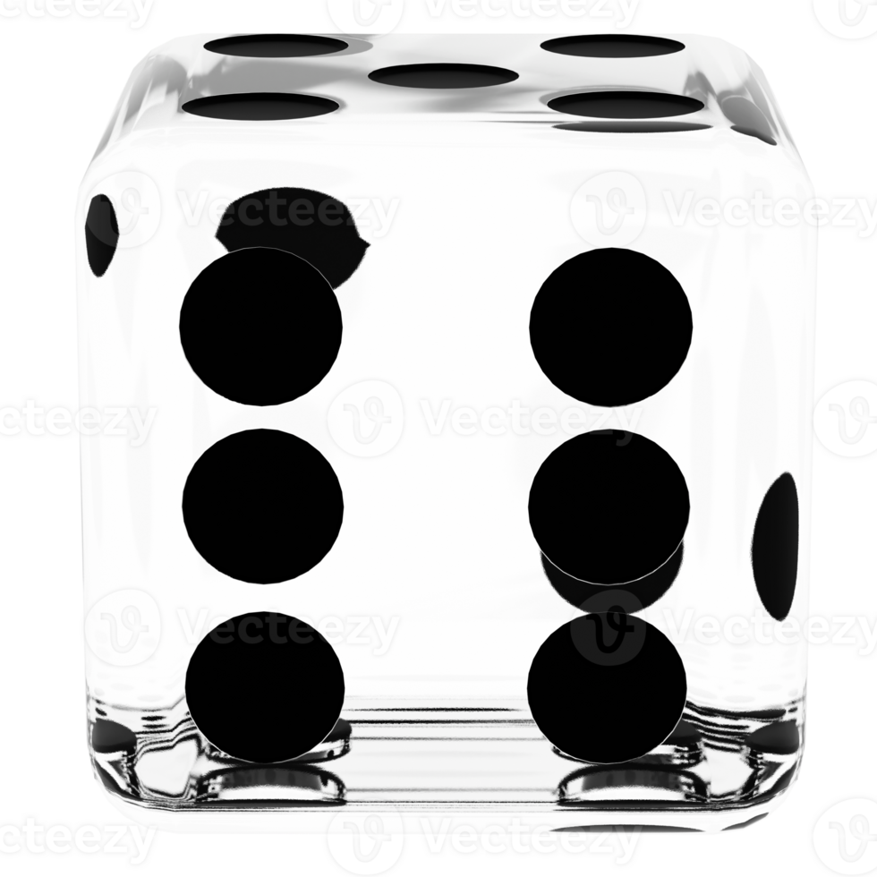 3d render transparent dice black dots with transparent background png