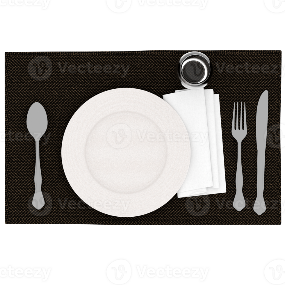 3d render table setting plate glass with transparent background png