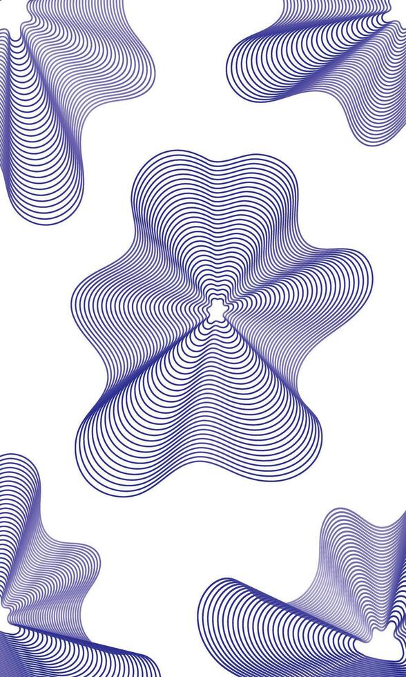 Abstract Curved Geometric Patterns in Blue Color on White Background vector