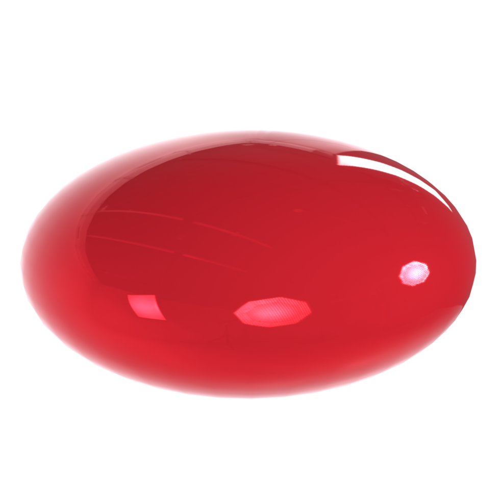 Red glossy oval shape isolated on transparent png
