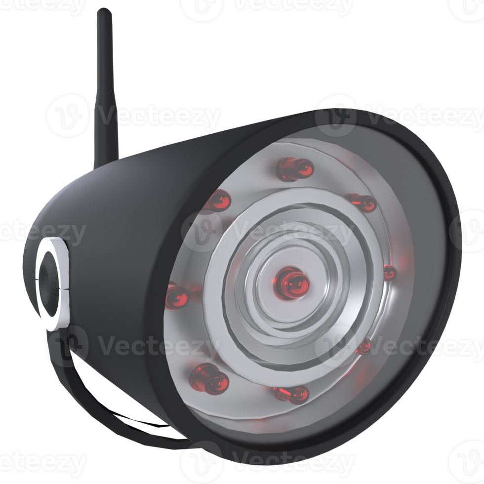Security camera isolated on transparent, 3d rendering png