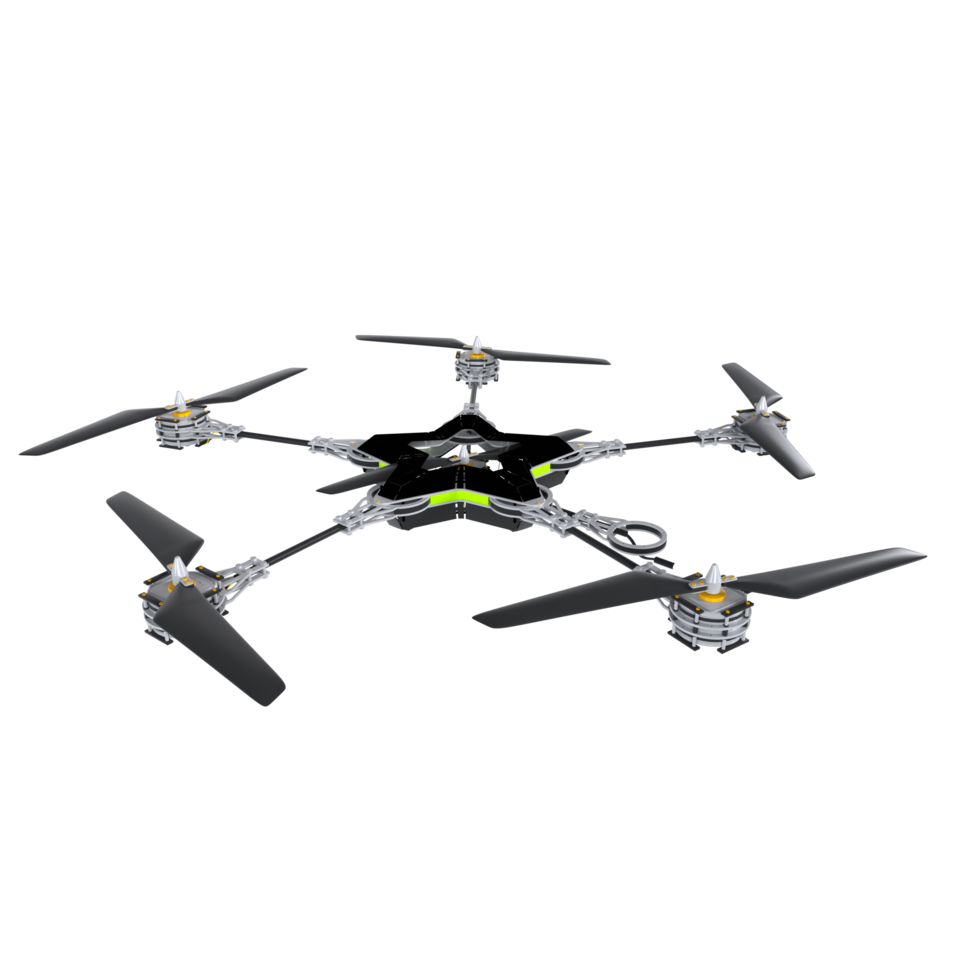 Drone isolated on transparent, 3d rendering png