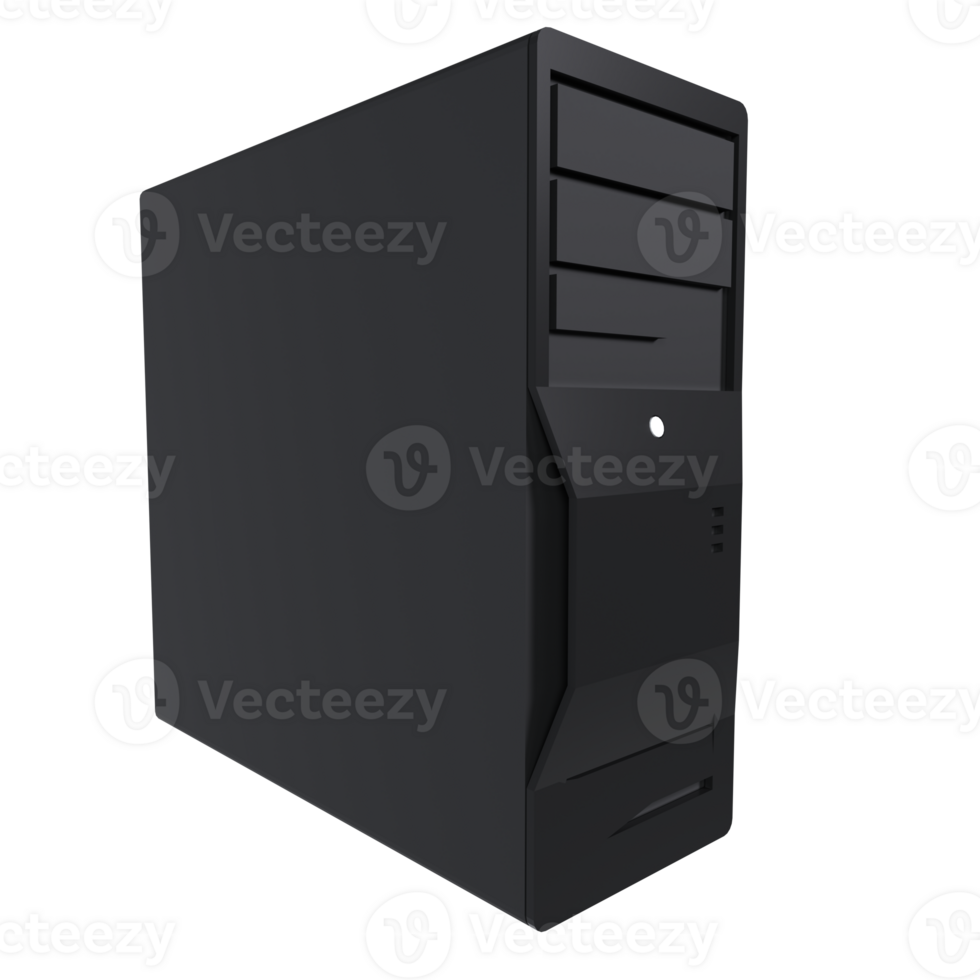 Black computer case isolated on transparent png