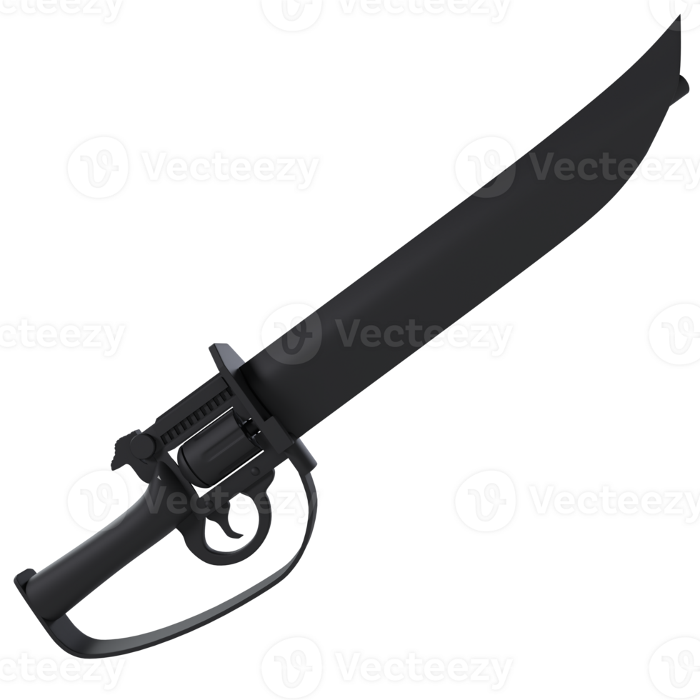 Black machete isolated on transparent png