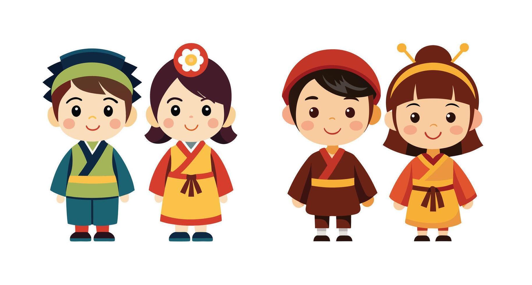 Korean traditional costume illustration vector