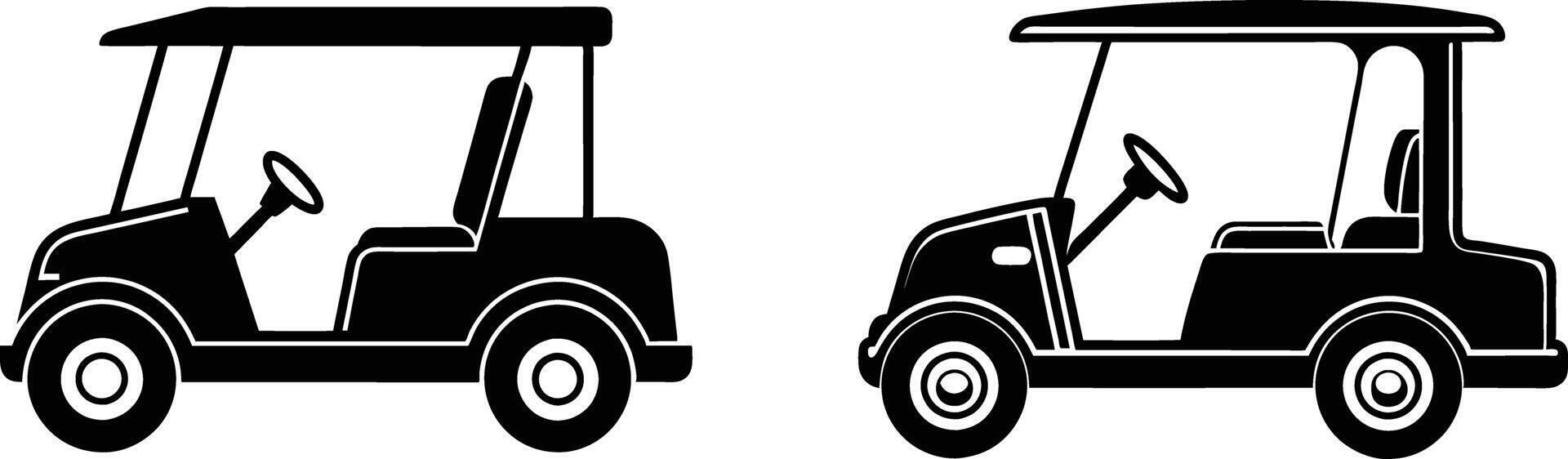 Golf cart silhouette, black golf car icon vector