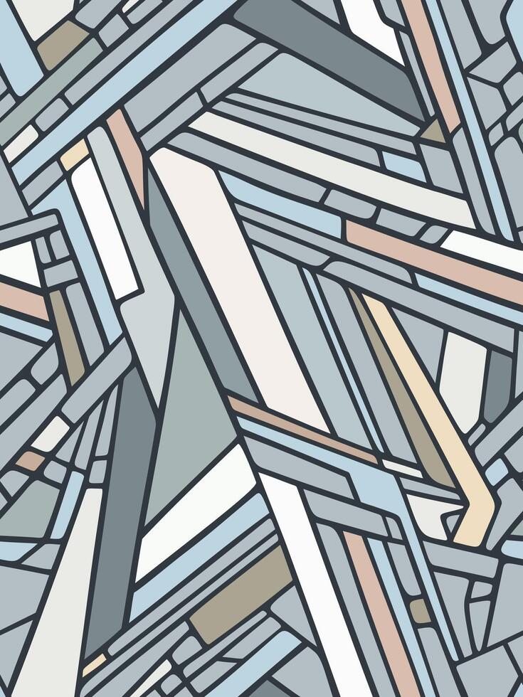 Seamless abstract grid map pattern with neutral tones and black contour vector