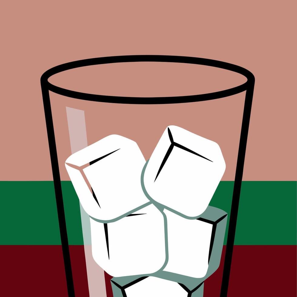 Ice cubes in a glass. illustration. vector