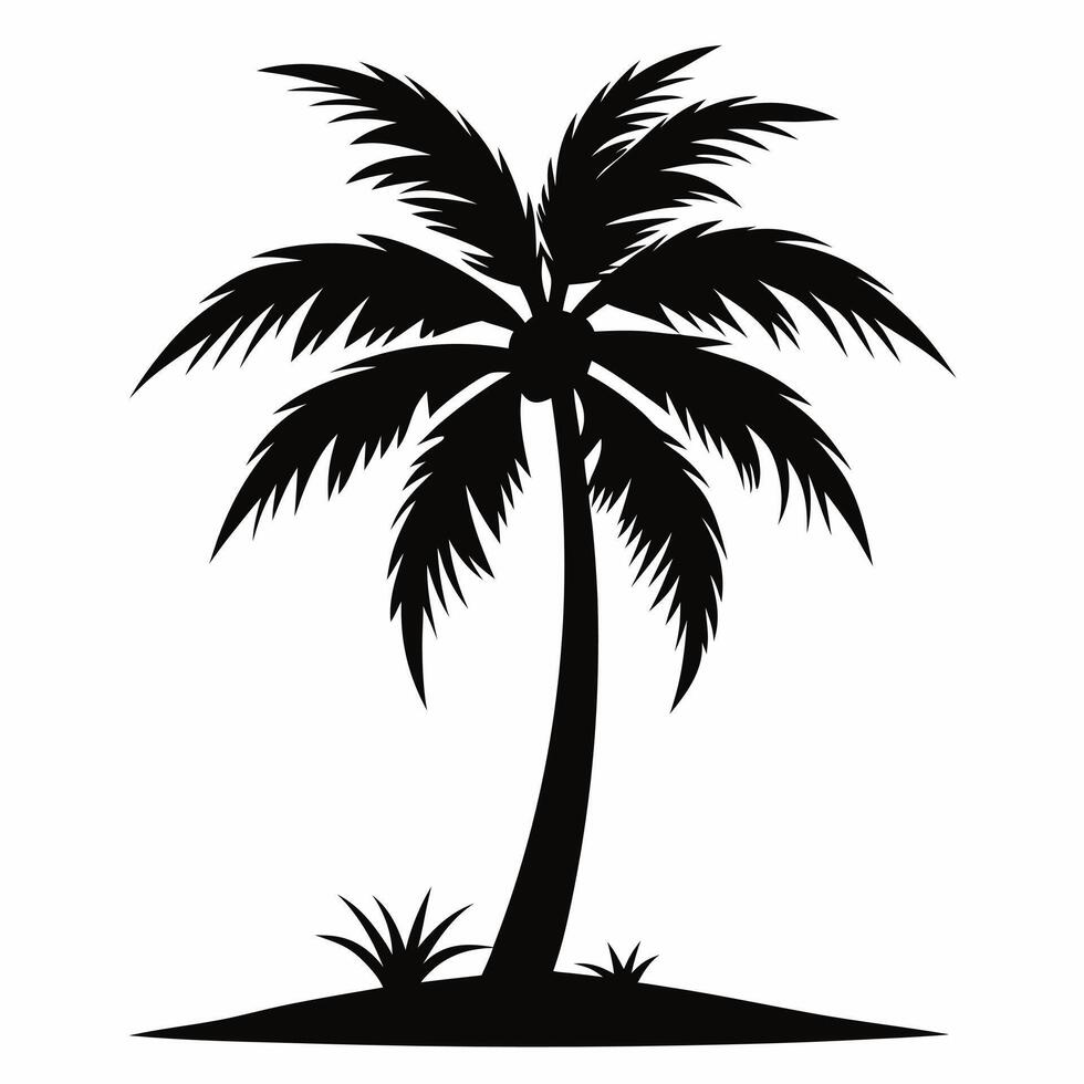 A palm tree silhouette isolated on white background. Flat style. vector