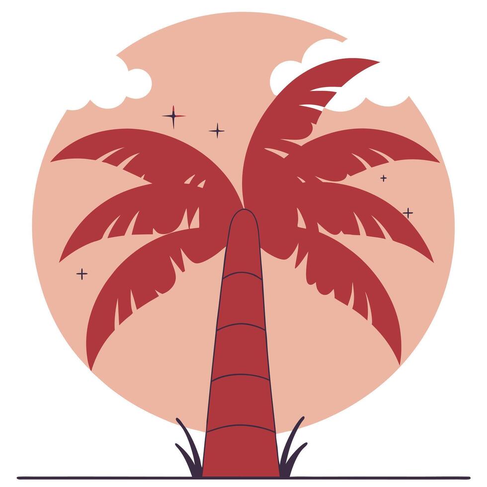 Colorful palm tree. Flat style. vector
