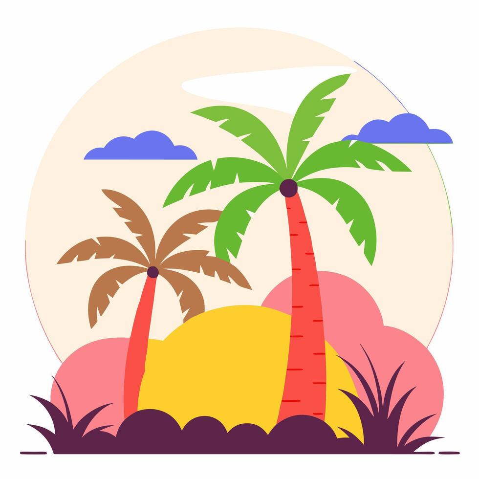 Colorful palm trees. Flat image 62379200 Vector Art at Vecteezy