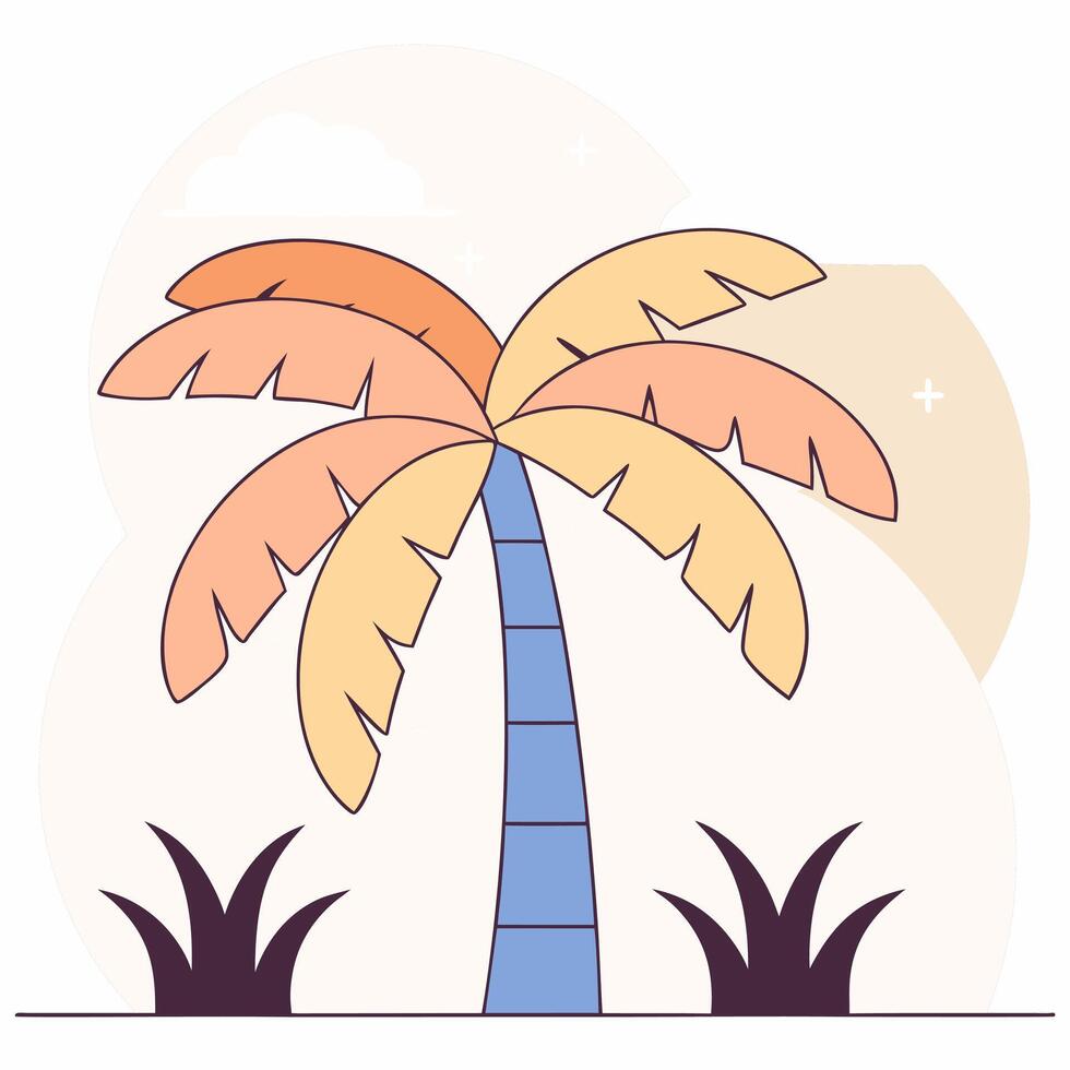 Colorful palm tree. Flat style. illustration. 62379260 Vector Art at ...