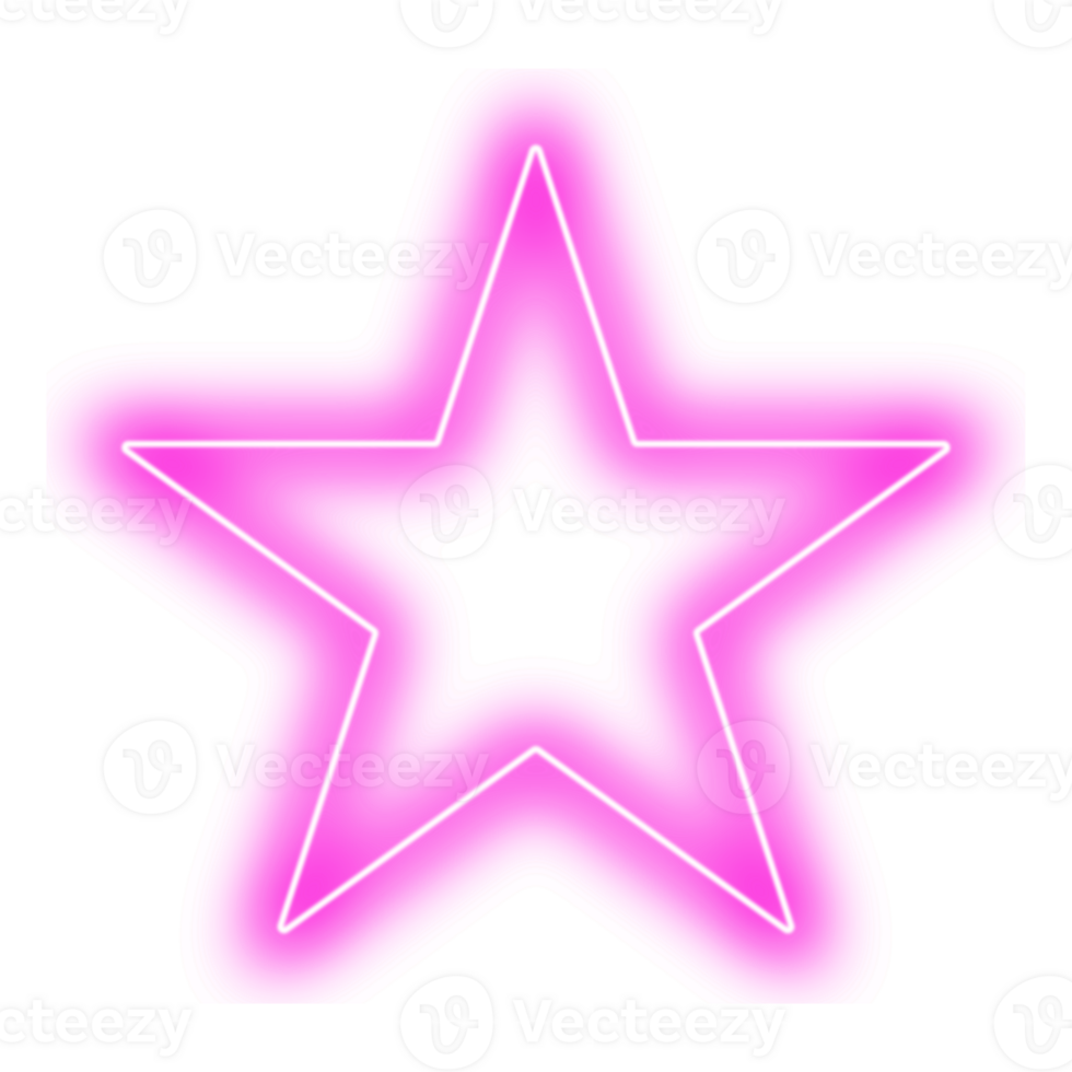 Glowing pink neon star light with transparent background for digital design, decoration, signage, and artwork use. png
